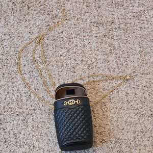 Luxury Black Quilted Phone Crossbody Bag